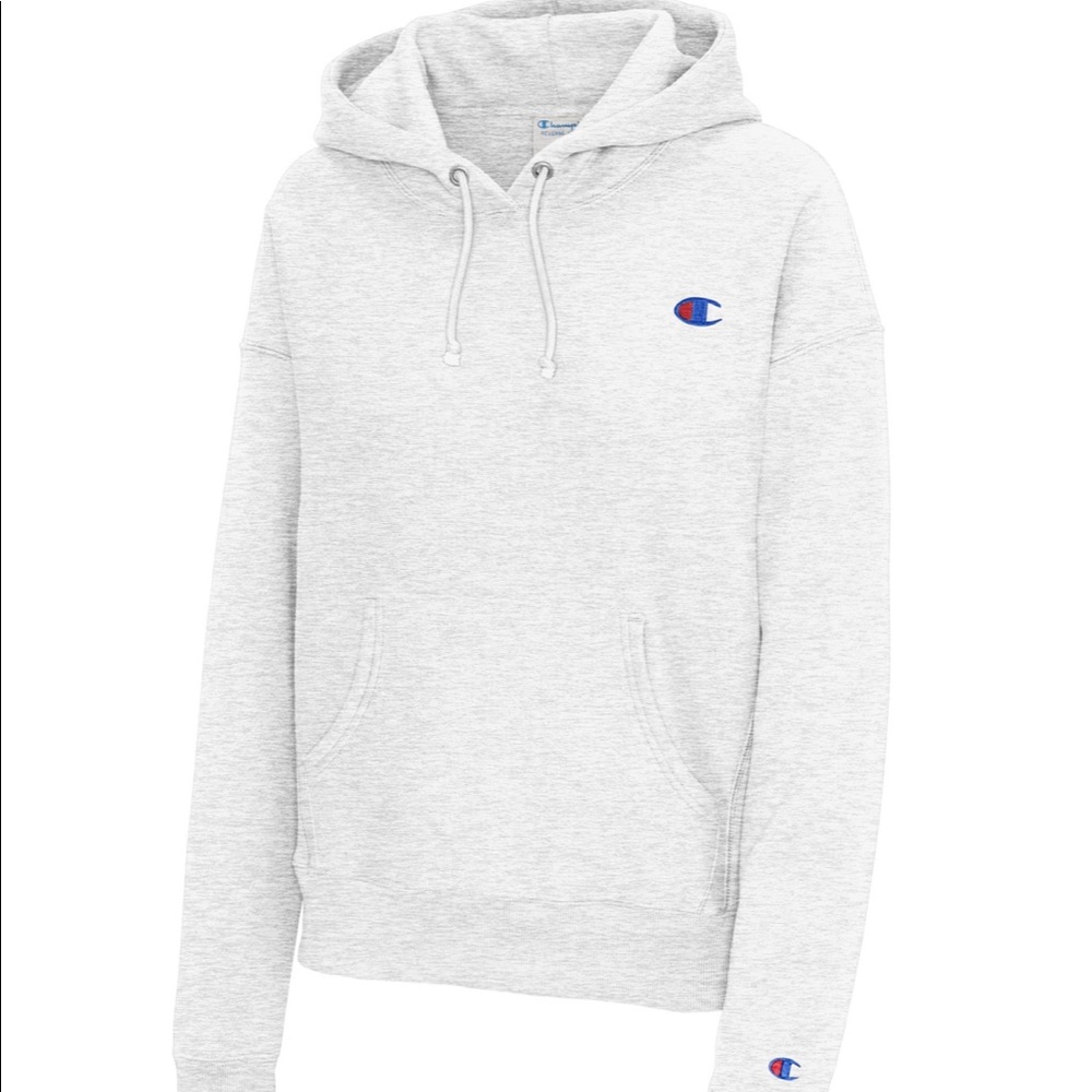 Gray/White Champion hoodie
